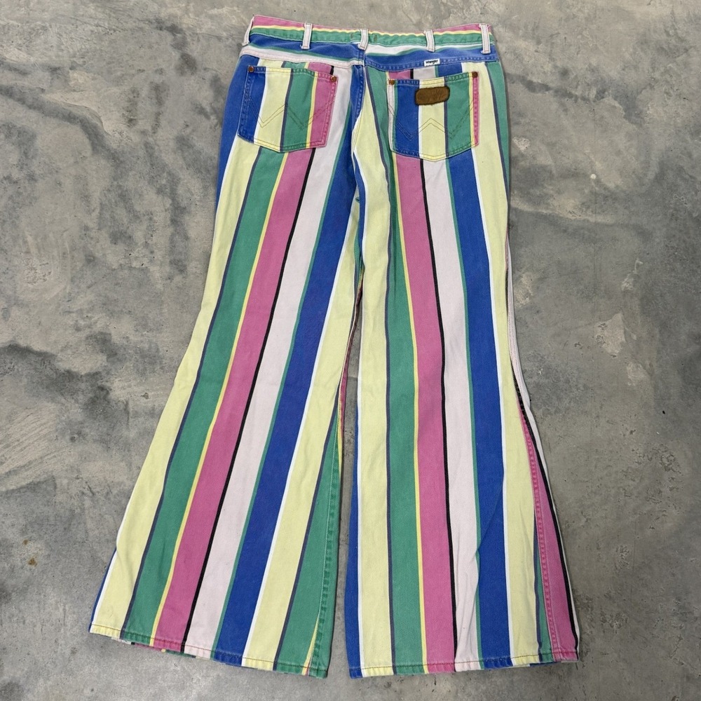 Wrangler Flare Jeans Mens 32x32 Multi-Color Excellent Striped Bell Bottoms